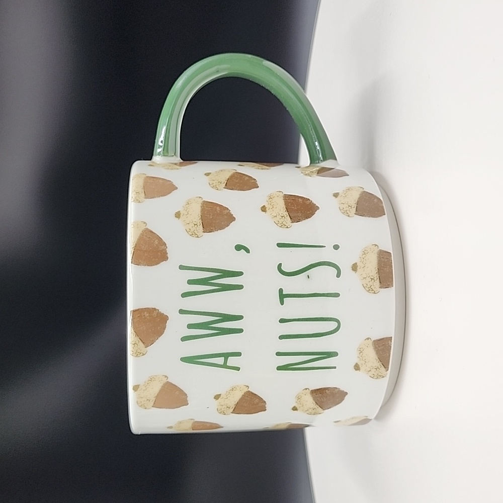 AWW, NUTS! Coffer Tea Mug 15 Ounce Acorns Green Brown